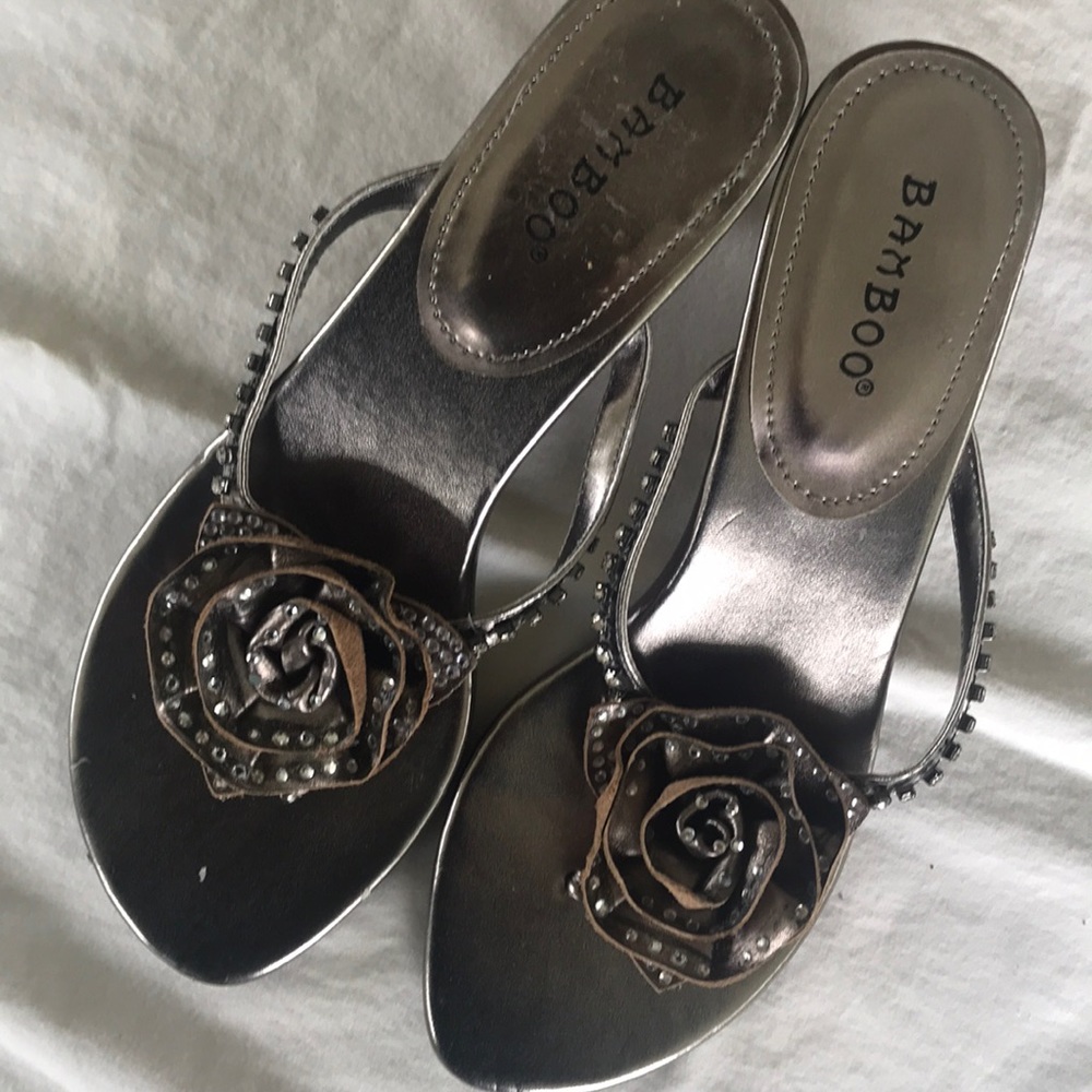 silver 2 inch heels